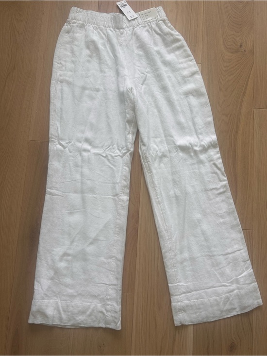 Abercrombie & Fitch Pants - Abercrombie & Fitch White Wide-Leg Linen-Blend Pants